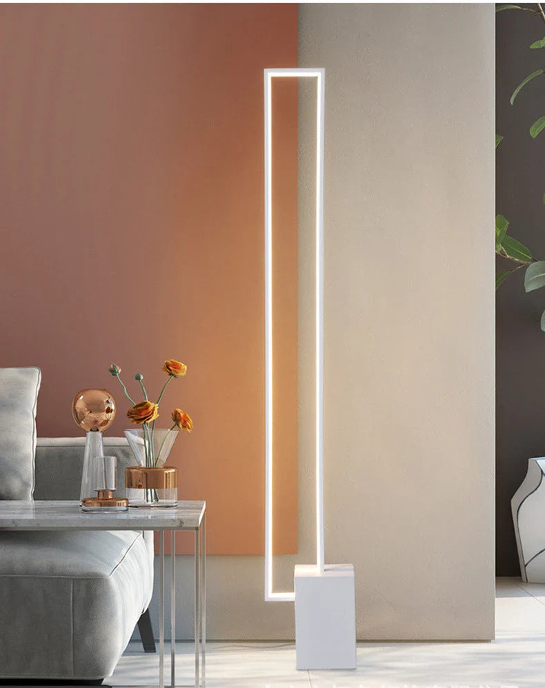 Afralia™ Nordic Geometric LED Floor Lamp - Modern Dimmable Stand Light for Living Room