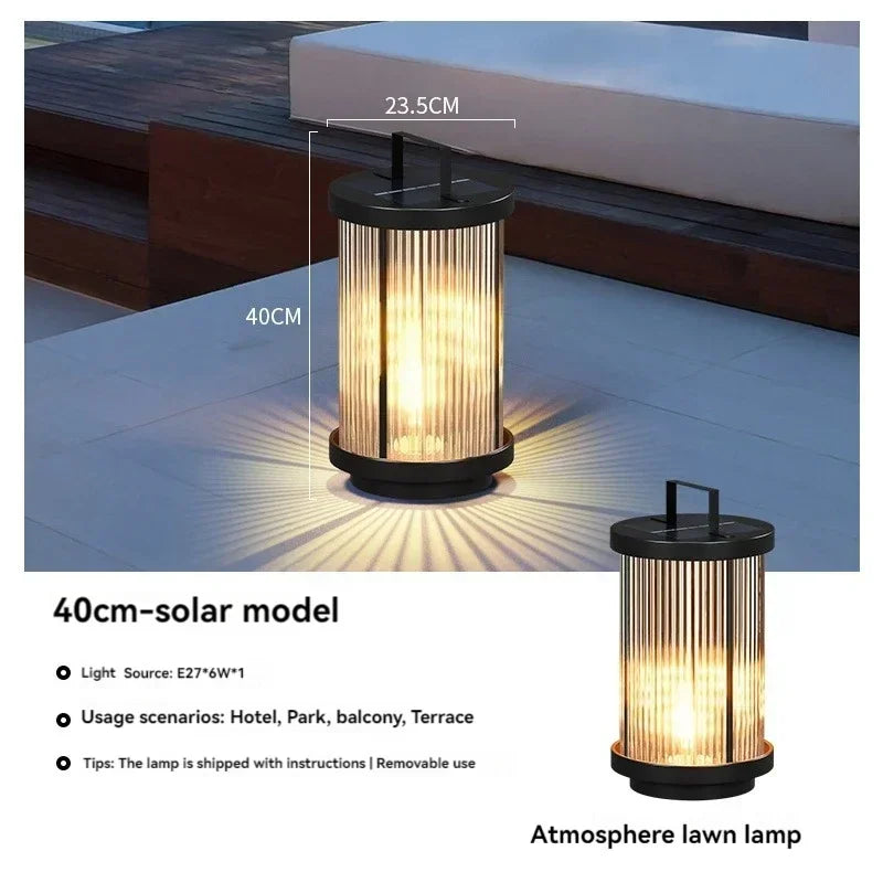 Afralia™ Solar Glass Lantern Garden Floor Lamp for Villa Courtyard Lawn