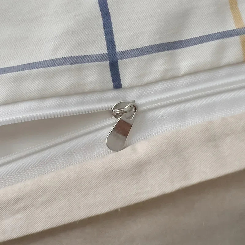 Afralia™ Nordic Grid Cotton Bedding Set - High Quality Comforter Cover Set