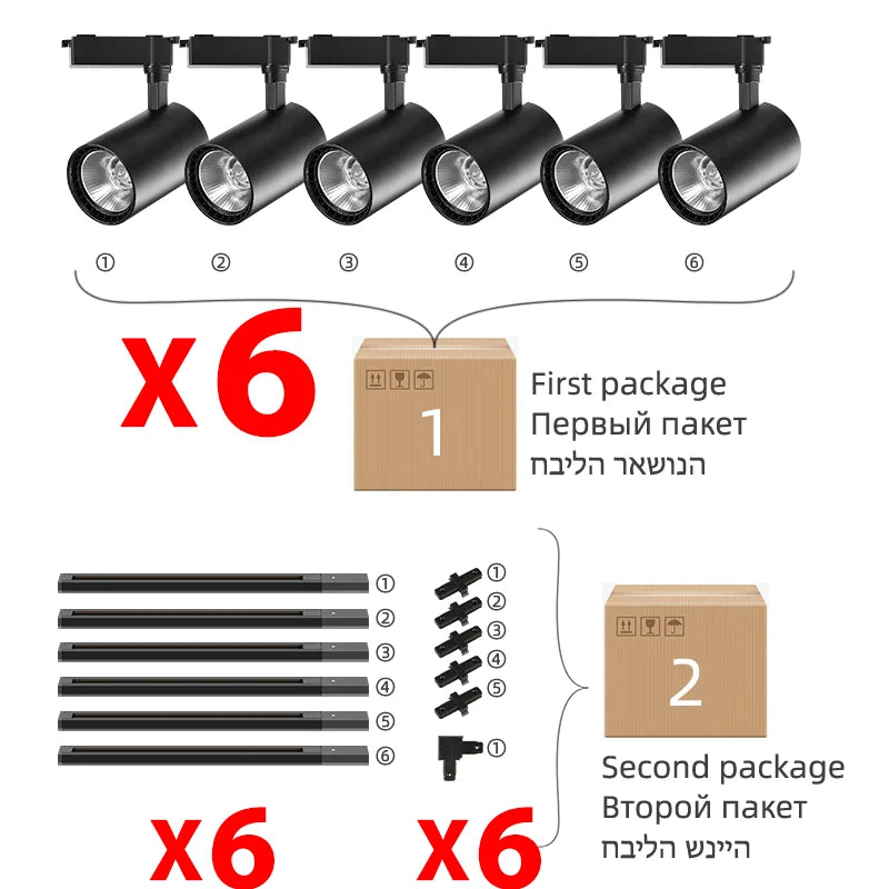 Track Light LED Fixture Ceiling Railway Lights by Afralia™ - Full Set Rail Track Lighting for Home Decor