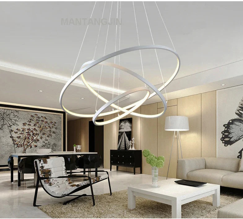 Afralia™ Circle Rings LED Pendant Lamp, Modern Fashion Light for Living Room & Dining Room