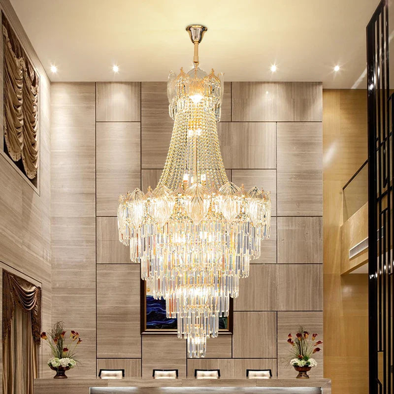 Afralia™ Elegant Crystal Duplex Chandelier for Livingroom, Hotel, and Villa