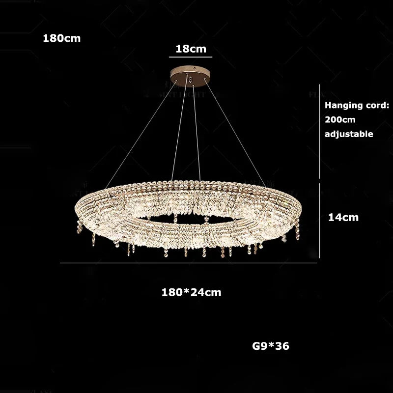 Afralia™ Luxury Crystal Chandelier: Modern LED Ceiling Light Fixture for Duplex Villa, Dimmable