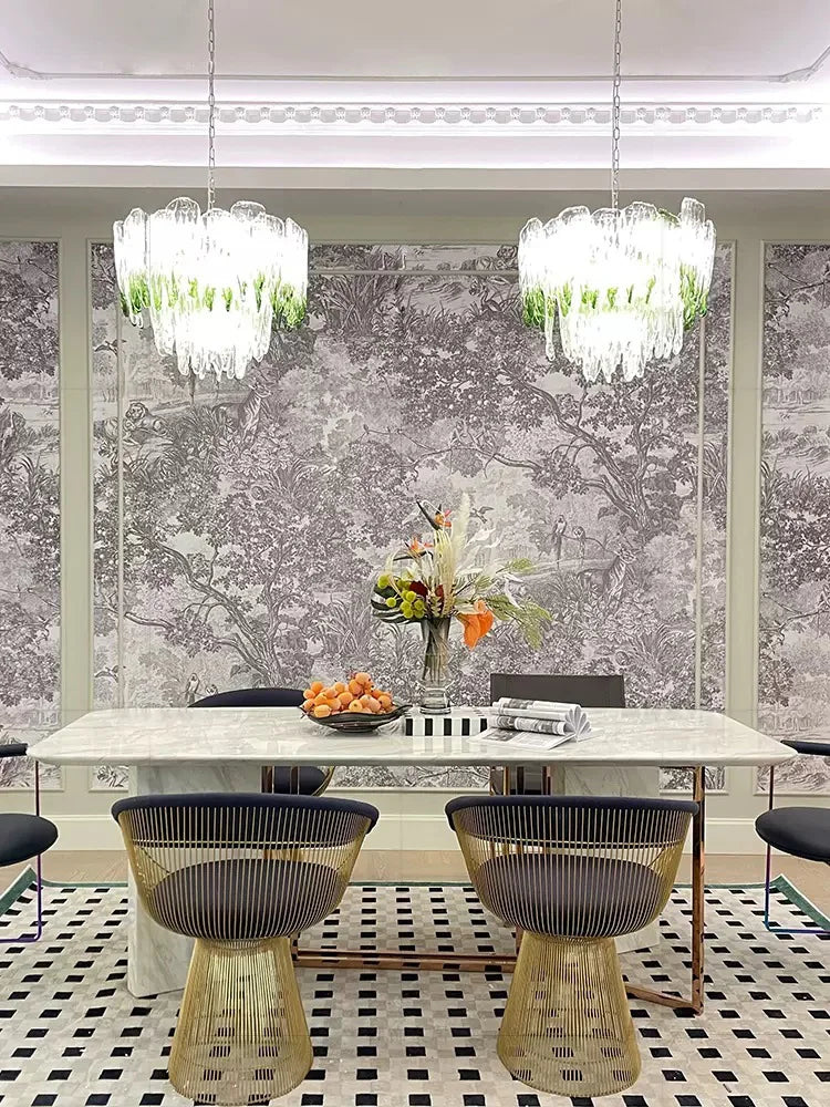 Afralia™ Green Glass Luxury Chandeliers for Elegant Living Room