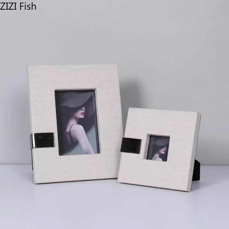 Afralia™ Leather Photo Frame | Modern Design Picture Frame Bedside Table & Desk Décor