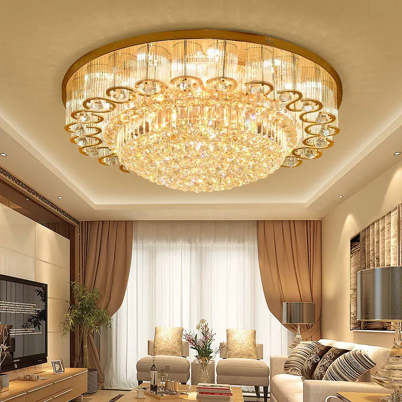 Afralia™ Crystal Led Ceiling Light Elegant European Style Minimalist Living Room Bedroom Lighting