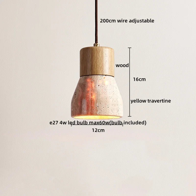 Afralia™ Travertine Stone LED Pendant Chandelier for Modern Living Spaces