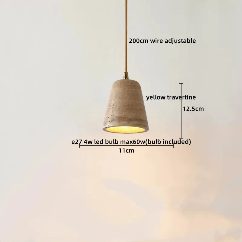 Afralia™ Travertine LED Pendant Lights: Natural Stone Creative Design for Living Room & Bedroom