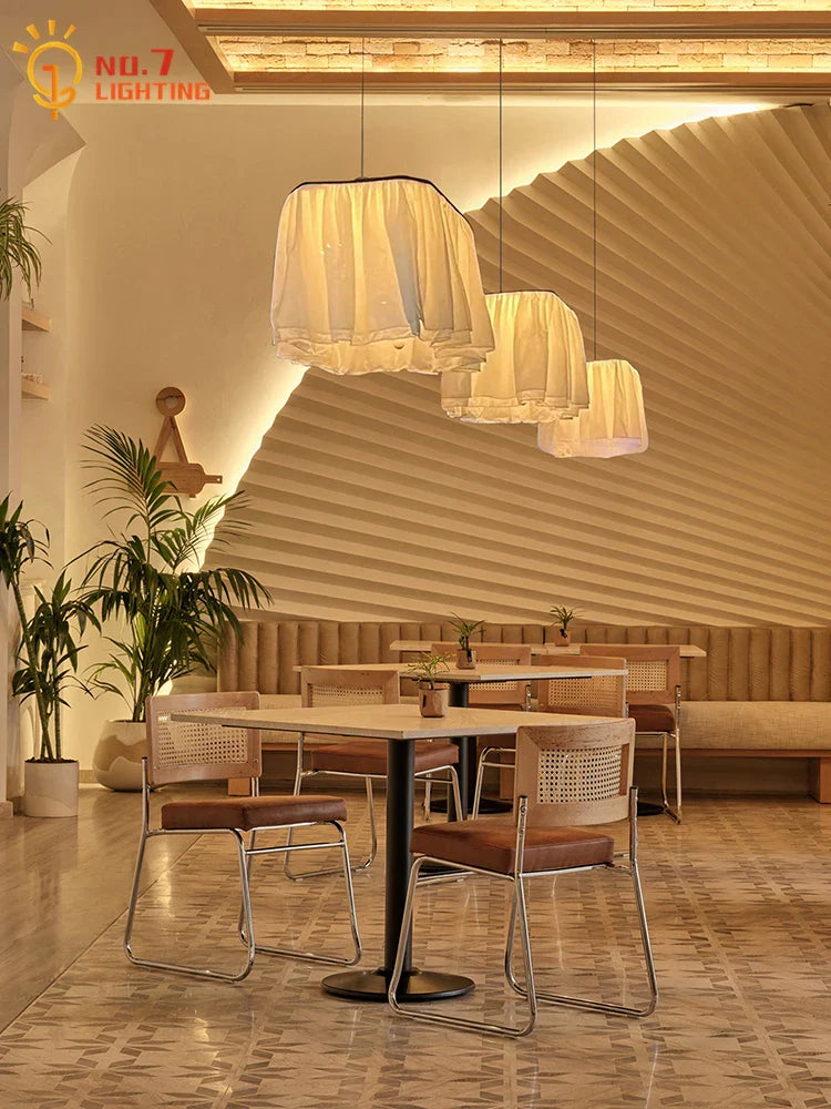 Afralia™ French Design LED E27 Fabric Pendant Lights for Atmosphere Decor in Hotels, Restaurants, and Bars