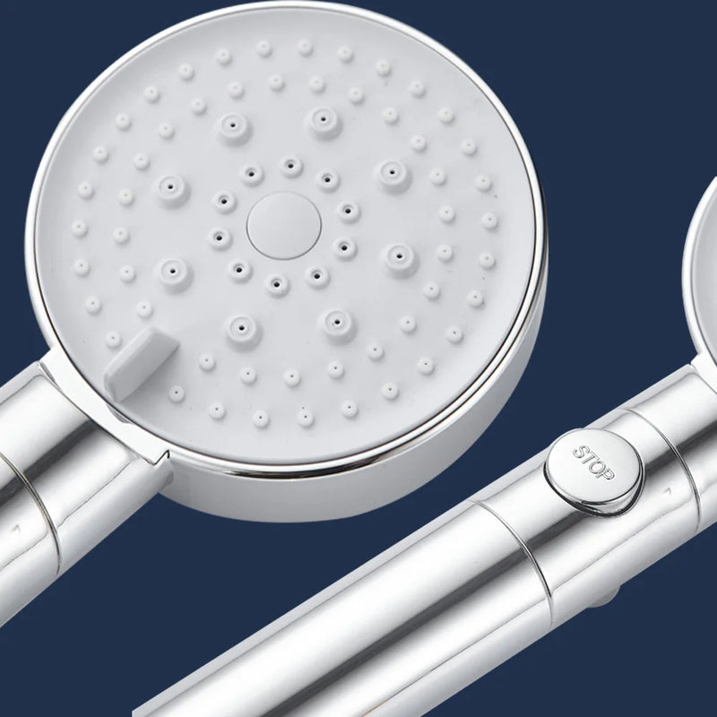 Afralia™ 5-Function Shower Head with Stop Button, 10cm Panel, Silicone Gel Holes