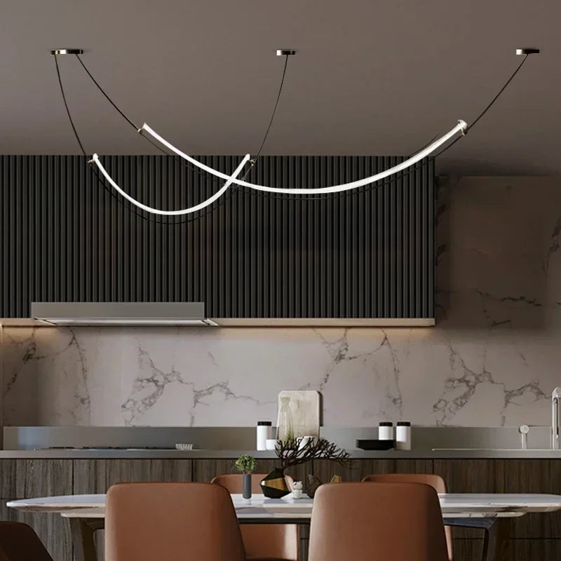 Afralia™ Nordic Rainbow LED Pendant Chandelier for Home Dining Living Kitchen Décor