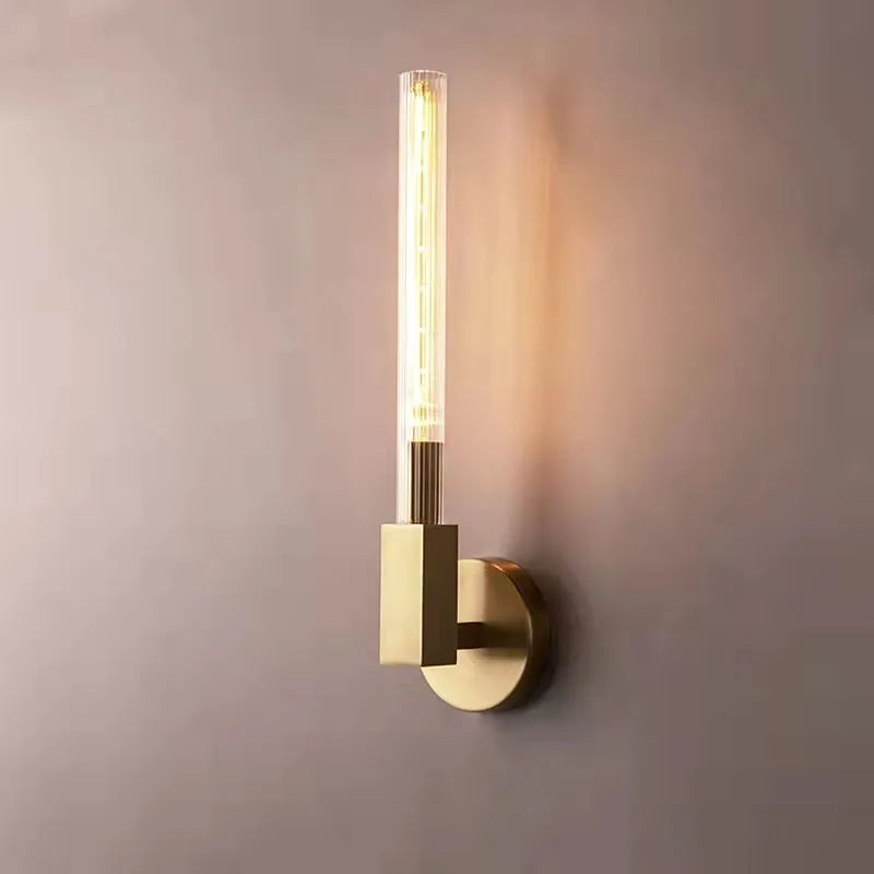 Afralia™ Gold Metal and Glass Wall Sconce Light for Bathroom, Bedroom, Aisle, and Foyer