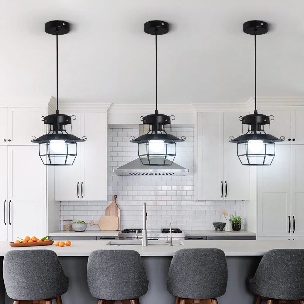 Afralia™ Retro Industrial Pendant Light Fixture for Kitchen Island Dining Room Decor