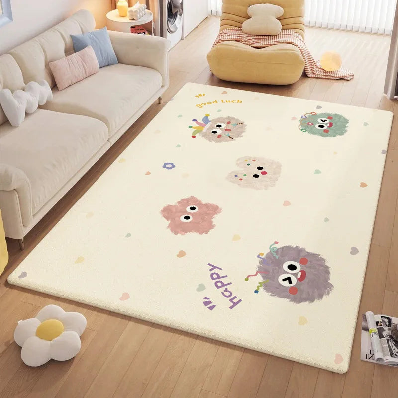 Afralia™ Cartoon Ball Print Cozy Carpet: Anti-Slip, Stain-Resistant Bedside Rug