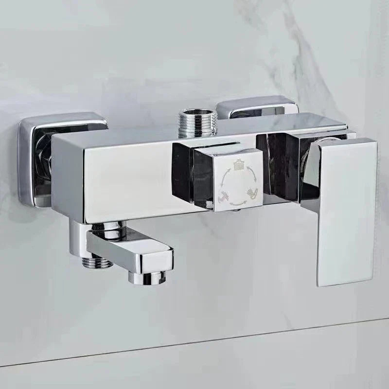 Afralia™ Black Chrome Bathroom Mixer Tub Control Valve Wall Mount Shower Faucet