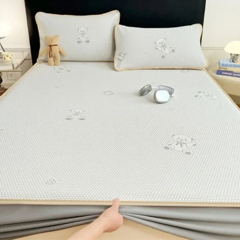 Afralia™ Little Bear Jacquard Cooling Mat: Soft, Breathable, & Durable Bed Cover