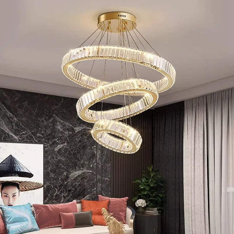 Afralia™ Modern Luxury Crystal LED Ceiling Chandelier for Living Room.