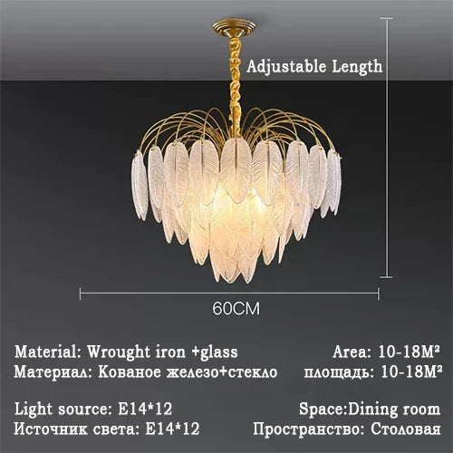 Nordic Feather Chandelier by Afralia™ - Modern LED Pendant Lamp for Home Living Room