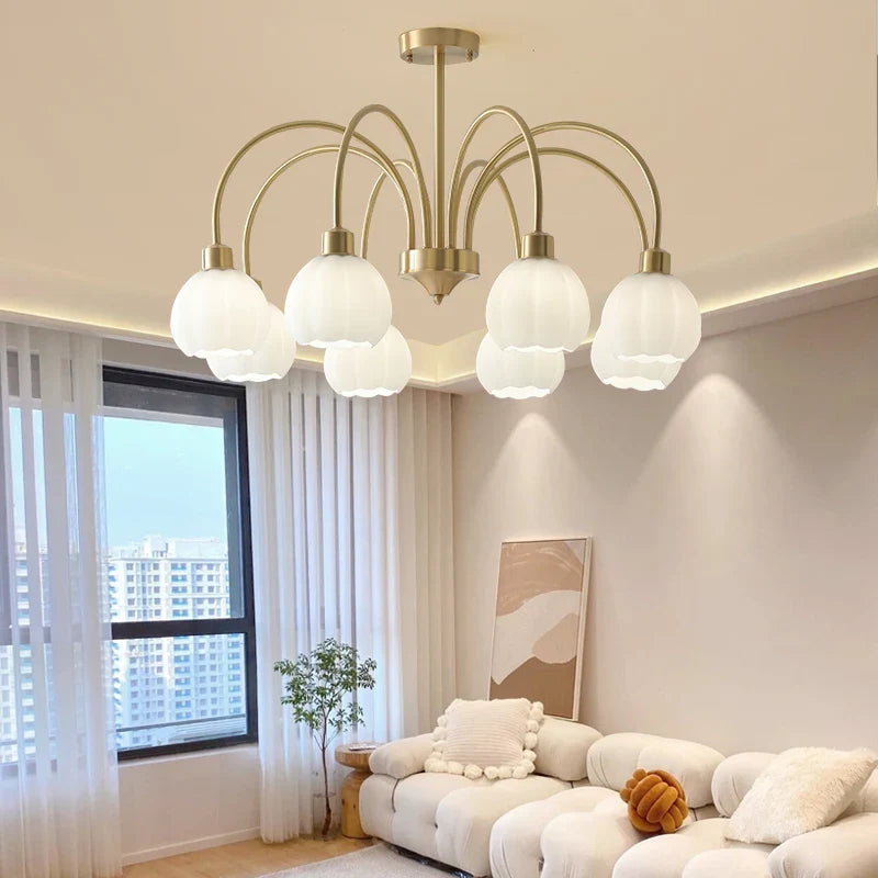 Afralia™ Lily of the Valley Copper Chandelier for Bedroom, Living Room, Dining Room.