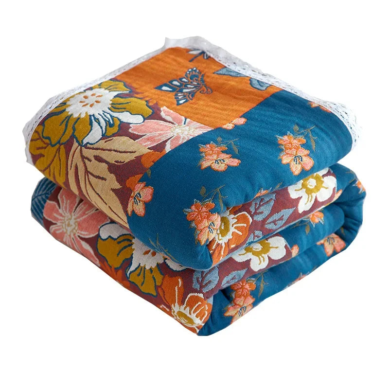 Afralia™ Breathable Cotton Gauze Sofa Cover - Fresh Flowers Design