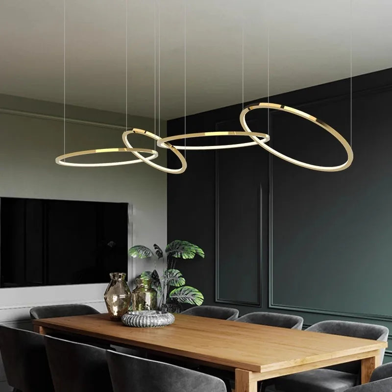 Afralia™ Gold Stainless Steel Circles Pendant Lights for Dining Room Home Decor