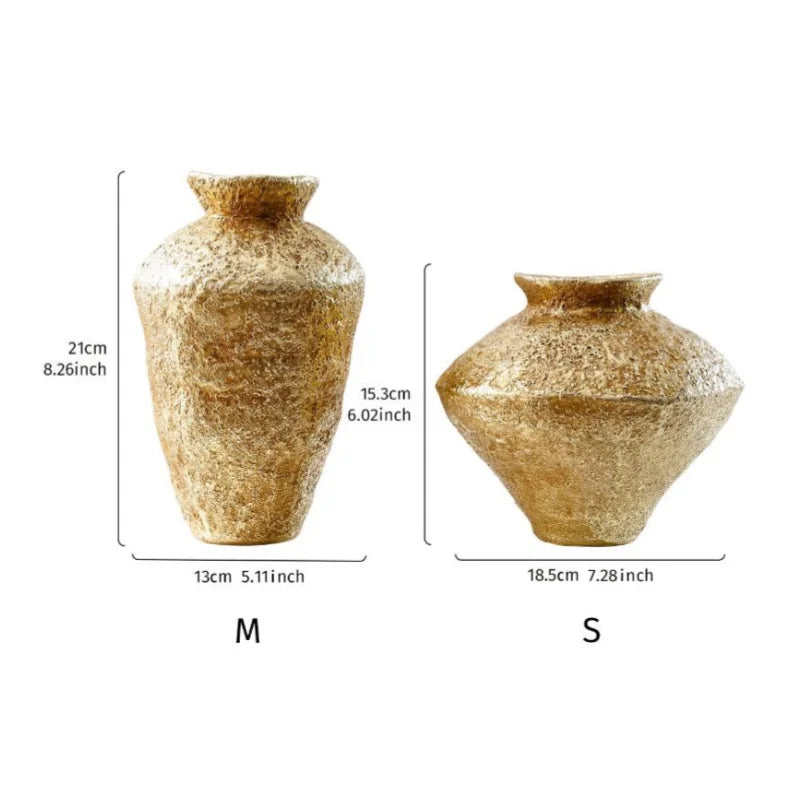 Afralia™ Golden Vase Resin Handicraft Flower Arrangement Home Decor Bouquet Accent