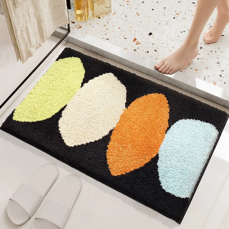 Afralia™ Flocked Thickened Bathroom Door Rug Super Absorbent Anti-Slip Soft Carpet