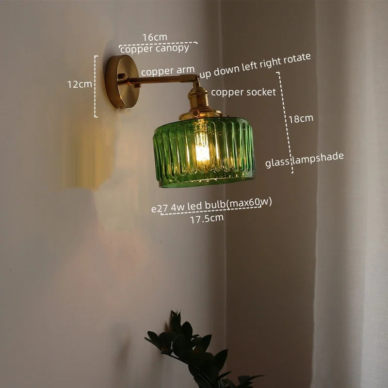 Afralia™ Copper Glass LED Wall Sconce Nordic Modern Balcony Living Room Light