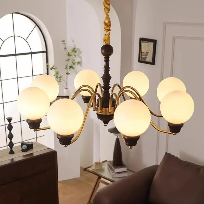 Afralia™ Copper Living Room Chandelier: American Retro Nanyang Style Luxury Hall Lighting
