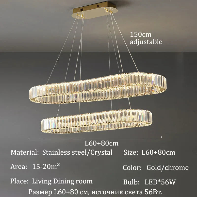Afralia™ Luxury Crystal Pendant Lights for Home Dining Room Bar LED Chandelier Fixture