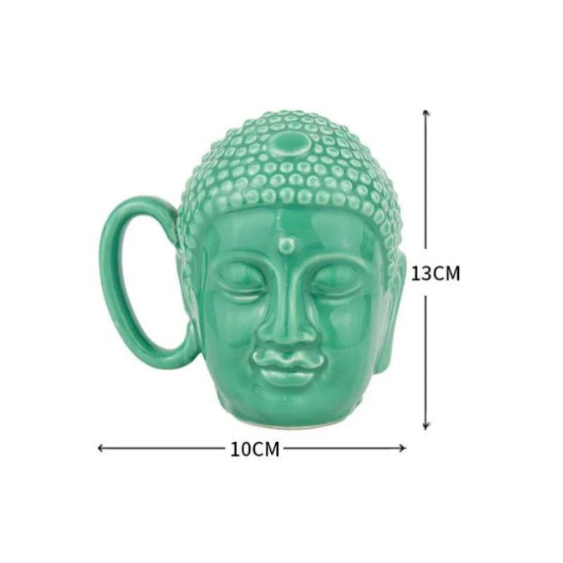 Afralia™ Buddha Sculpture Ceramic Coffee Cup with Covered Handle - Character Portrait Mug