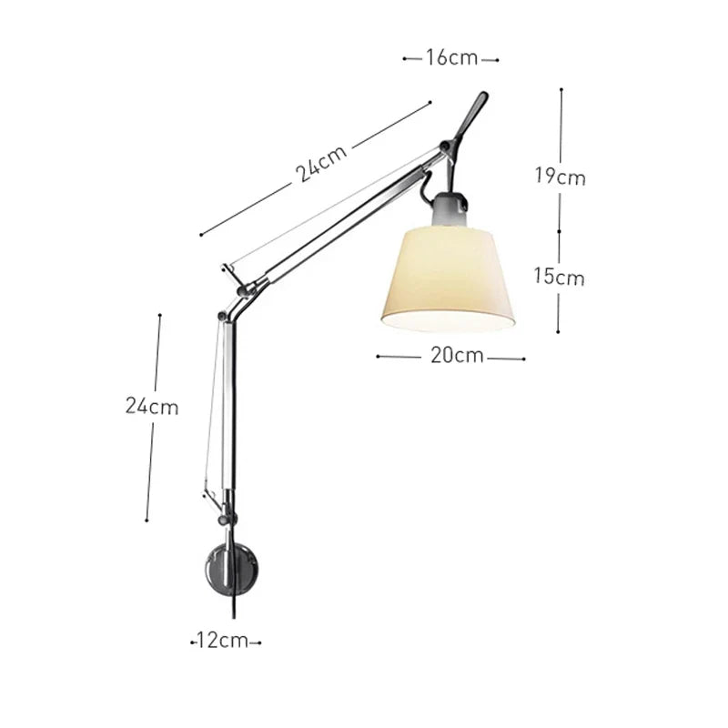 Afralia™ Adjustable Aluminum Wall Lamp with Long Swing Arm for Bedside & Study