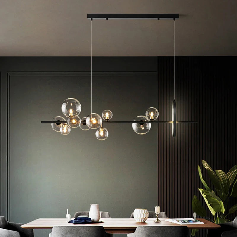 Afralia™ Industrial Glass Pendant Chandelier Kitchen Dining Living Room Lighting