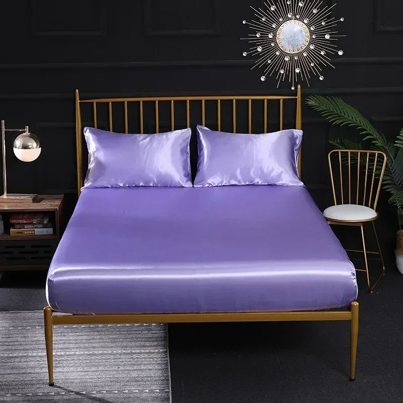 Afralia™ Silky Satin Fitted Sheet - Smooth Luxury Bed Linen for Queen King Double Beds