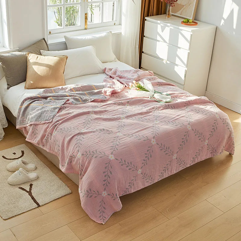 Afralia™ Nordic Cotton Gauze Throw Blanket for Sofa Bed, Boho Style Comforter Plaid