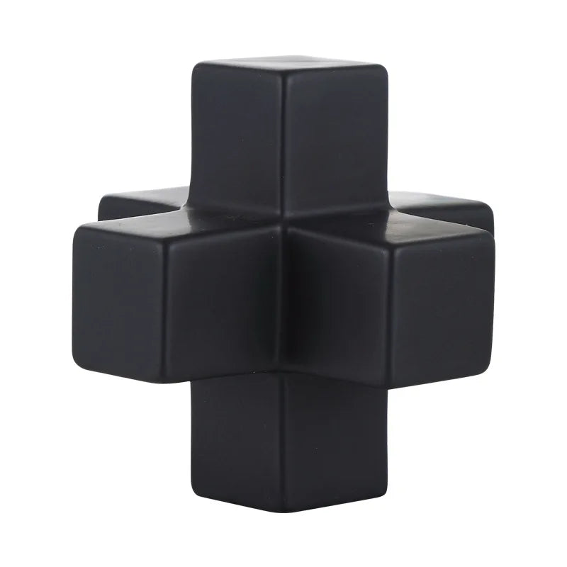 Afralia™ Square Cross Sculpture Ceramic Ornaments for Abstract Home Decor