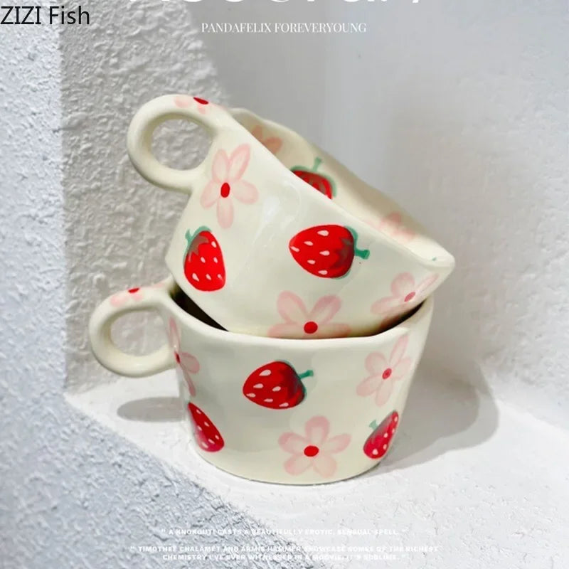 Afralia™ Cartoon Pattern Ceramic Coffee Mug Creative Cup Tea Teacup Juice Container