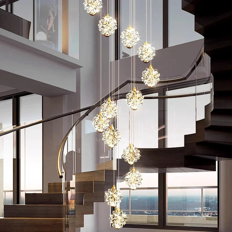 Afralia™ Modern Stair Chandelier Pendant Lights Indoor Ceiling Lamp LED Chandeliers for Living Room