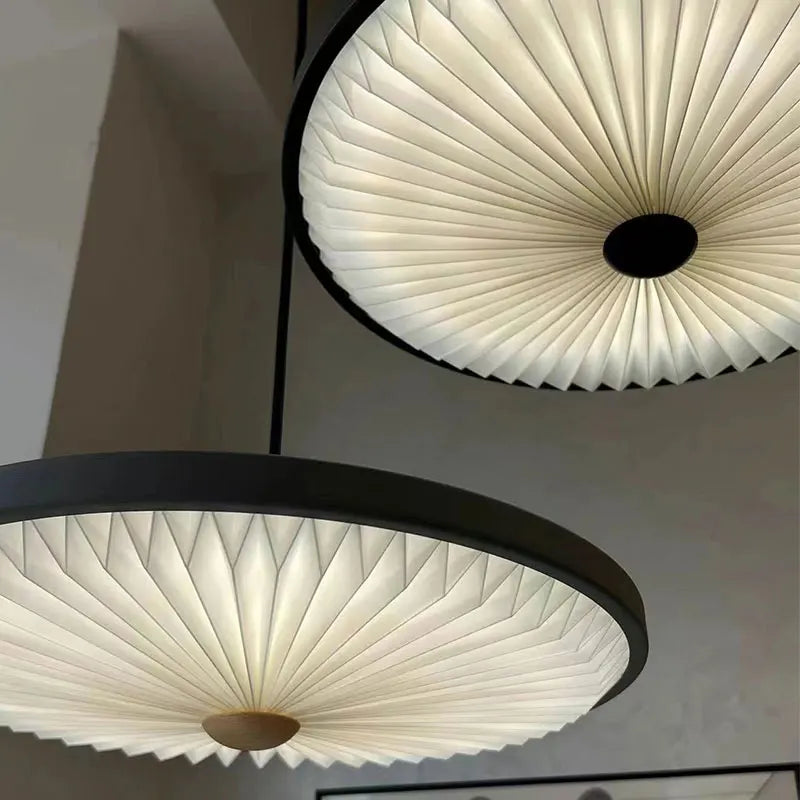 Afralia™ Modern Pleated Black and White LED Pendant Chandelier