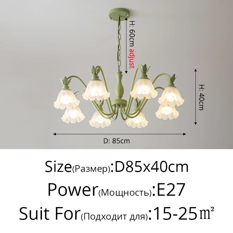 Afralia™ Orchid Glass Iron Art Pendant Lamp for Living Room