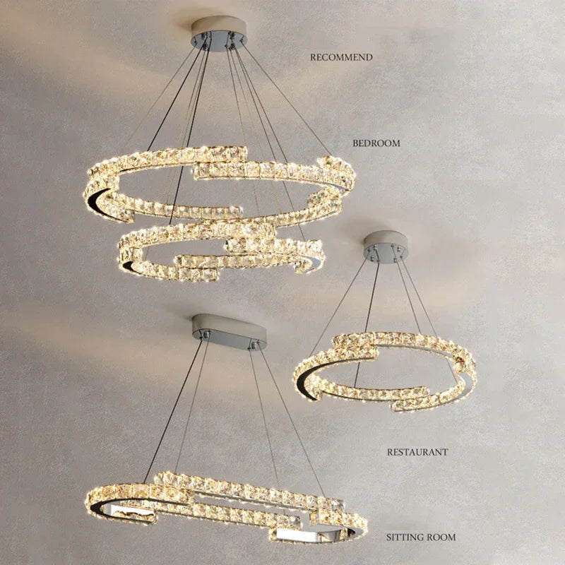 Afralia™ Modern Crystal Chandelier Living Room Lamp