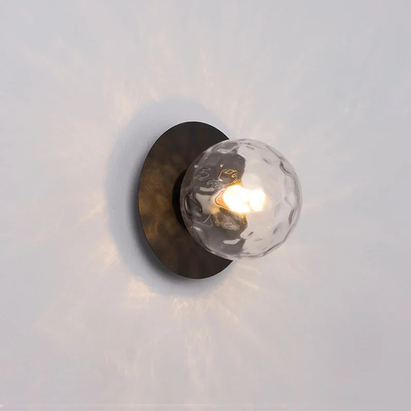 Afralia™ Round Glass Wall Light for Living Room Bedroom Decor