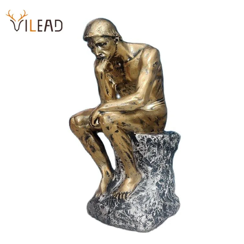 Afralia™ Thinker Sculpture: 26cm Resin Retro Creative People Ornament for Home & Office