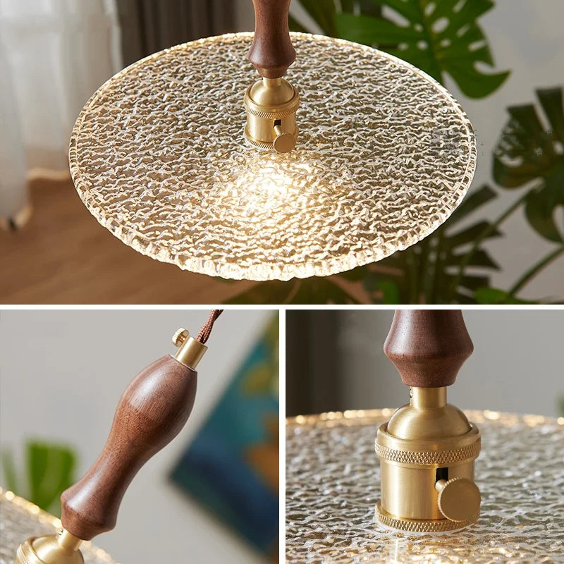 Afralia™ Cullet Glass LED Pendant Lamp with Walnut Copper Design for Living and Dining Room