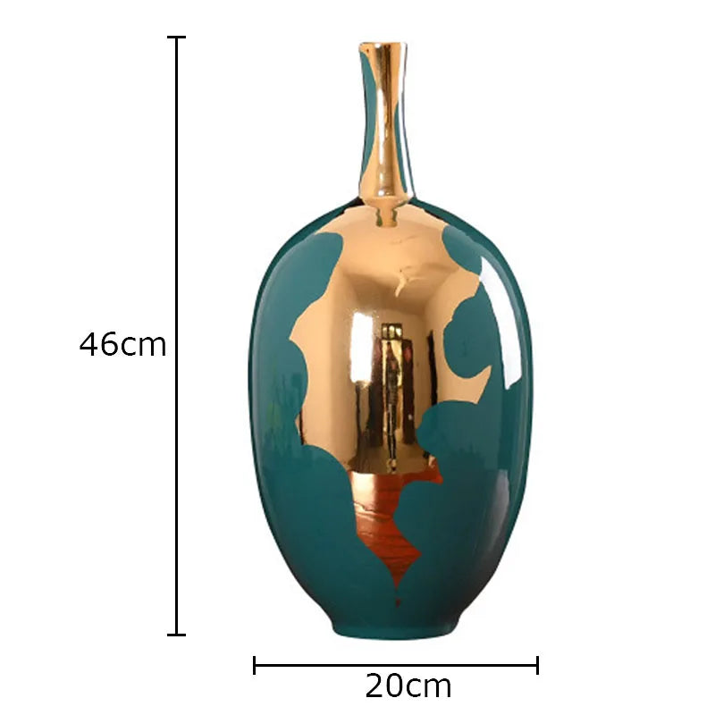Afralia™ Gold Ceramic Vase | Modern Design | Desk Decor | Shiny Porcelain | Floral Vases