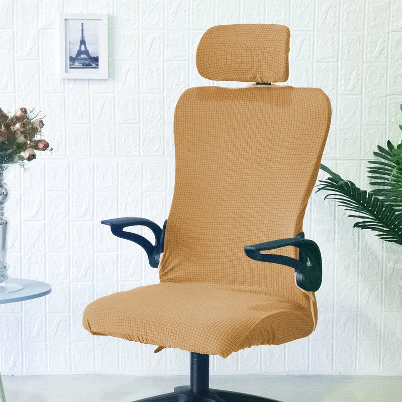 Afralia™ Waffle Grid Chair Cover | Solid Color Fleece Seat Case | Waterproof & Stretch_office Home Chair Protector