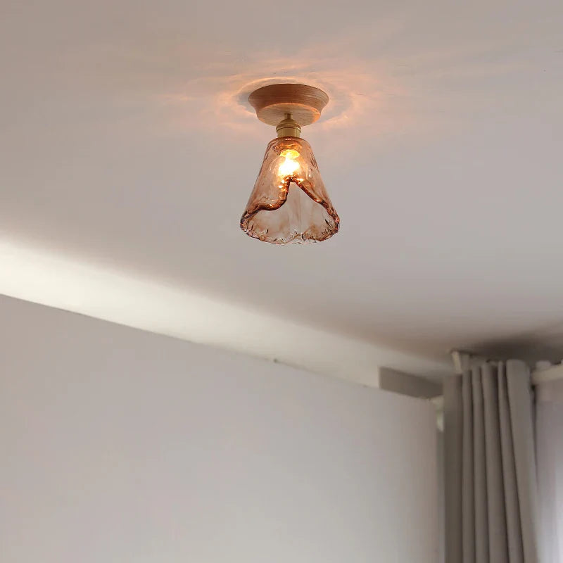 Afralia™ Amber Glass LED Ceiling Lights Modern Decoration for Home Porch Restaurant