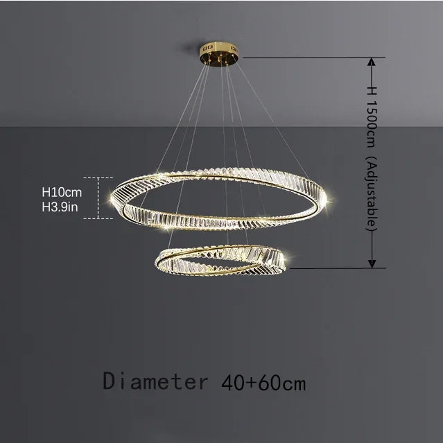 Afralia™ DNA Spiral Crystal Chandelier LED Ring Design for Luxury Living Room