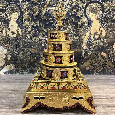 Afralia™ Eight Auspicious Buddha Alloy Plates for Temple Worship and Meditation