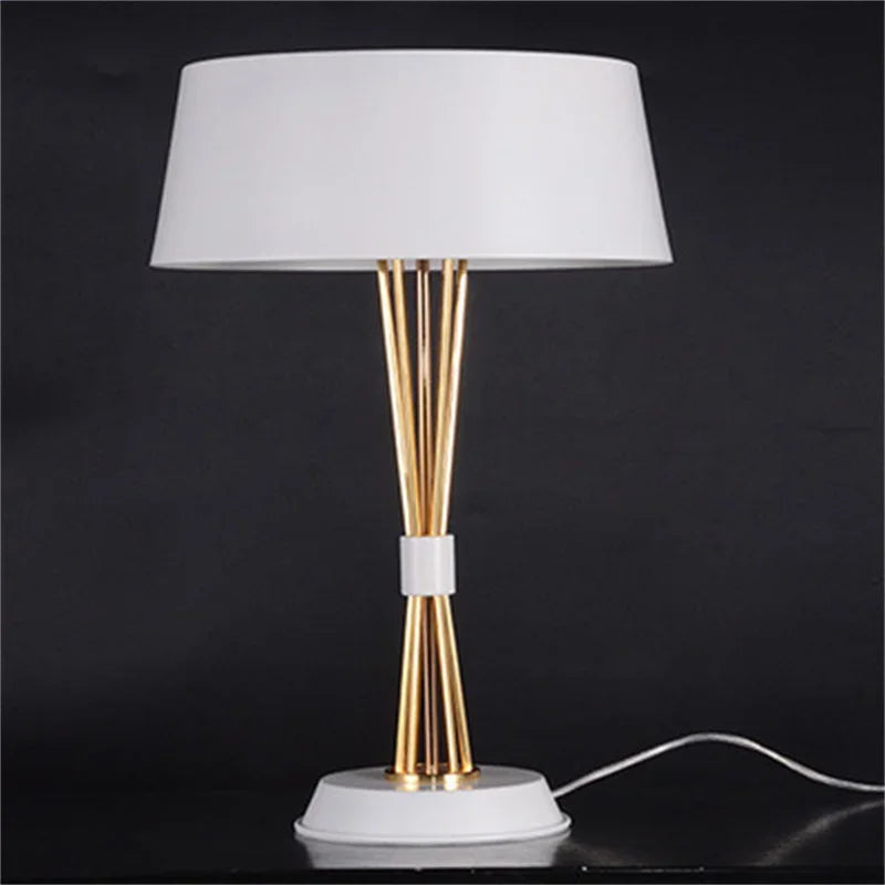 Afralia™ Modern Gold LED Table Lamp with White Lampshade for Luxe Home Decor